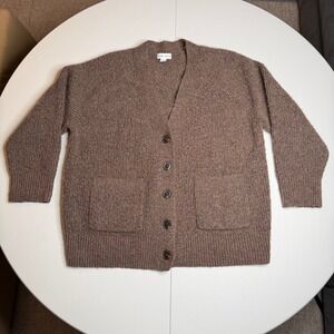 Ava & Viv Womens XXL Brown Ribbed Knit Button Front Cardigan Sweater Brown Marl